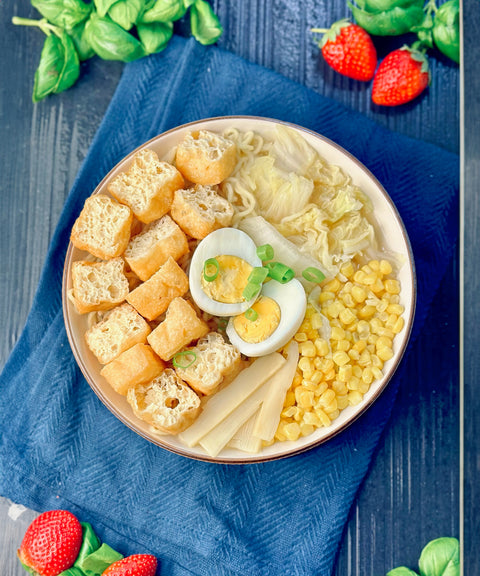 Miso Ramen Noodle Soup with Tofu Puffs