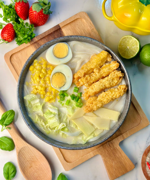 Tonkotsu Udon Noodle Soup with Prawn Tempura